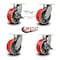 Service Caster 8'' Heavy Duty Red Poly on Cast Iron Caster Set 2 Swivel Lock 2 Brakes, 4PK CRAN-SCC-KP92S830-PUR-RS-BSL-2-SLB-2 - alternate 4